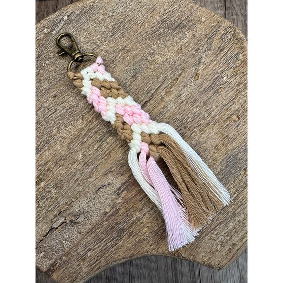 Neopolitan Pink Brown White Purse Charm Bag Charm Boho Accessories FAST SHIP NEW - Picture 4 of 6